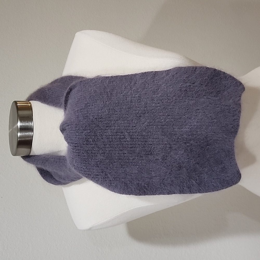 Winter Gray Scarf Angora x Wool Blend Soft Fuzzy Winter